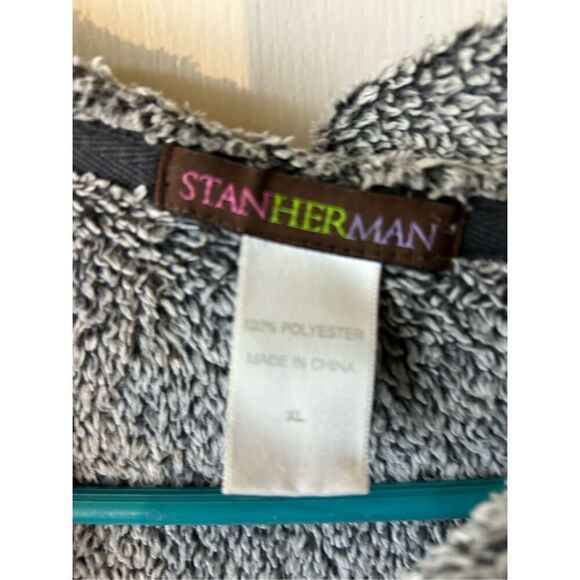 Stan Herman PJ fleece blanket zipper hood jacket large pockets. - Picture 2 of 7